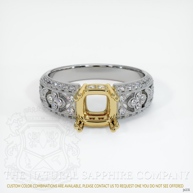 18K Yellow & White Antique Style Ring Setting