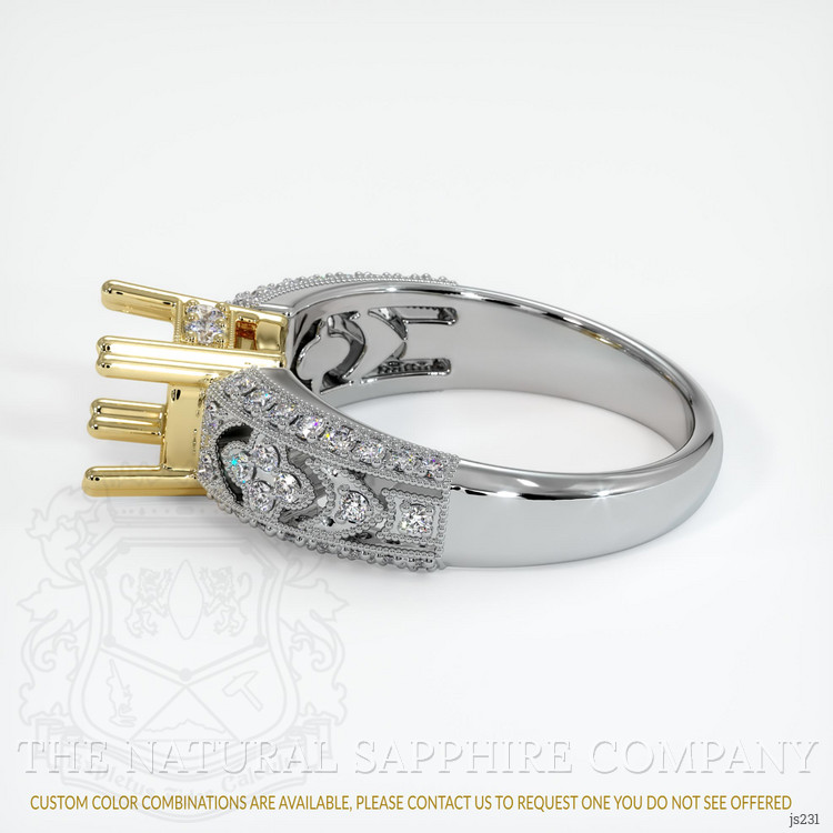 18K Yellow & White Antique Style Ring Setting
