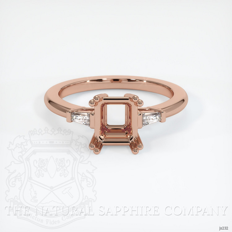 14K Rose Gold Three Stone Ring Setting