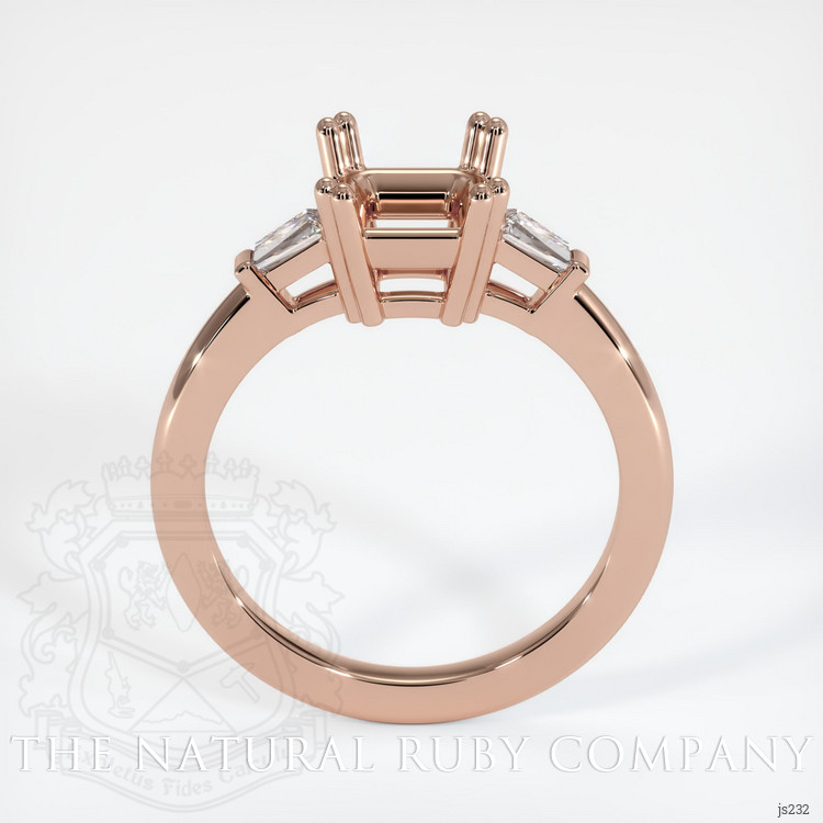 14K Rose Gold Three Stone Ring Setting