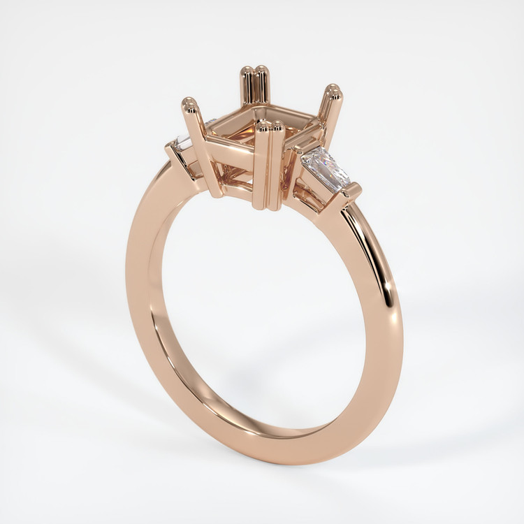 18K Rose Gold Three Stone Ring Setting