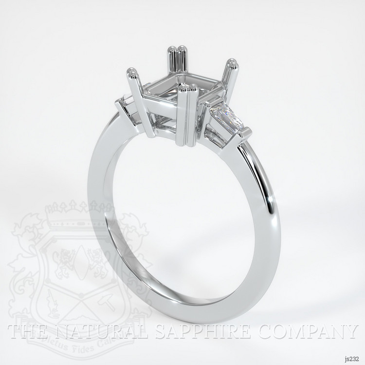 18K White Gold Three Stone Ring Setting