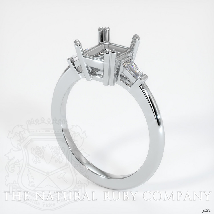 18K White Gold Three Stone Ring Setting
