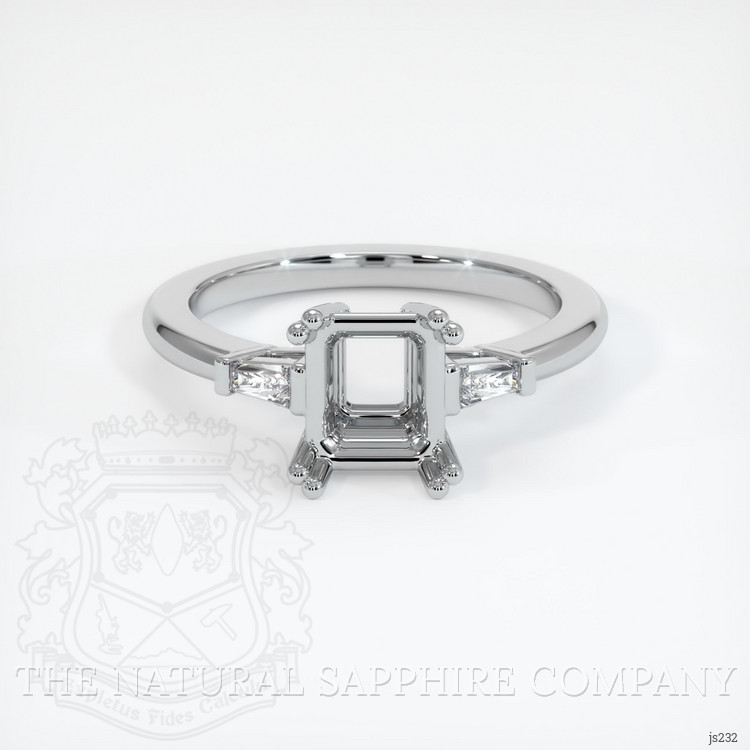 18K White Gold Three Stone Ring Setting