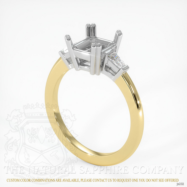 14K White & Yellow Three Stone Ring Setting