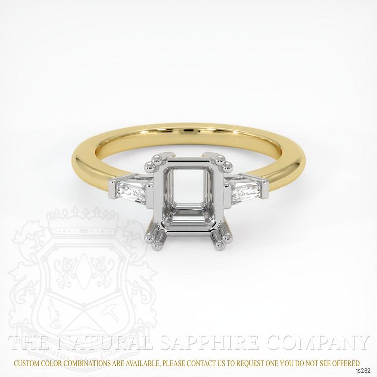 14K White & Yellow Three Stone Ring Setting