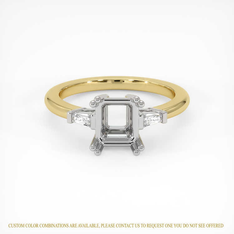 14K White & Yellow Three Stone Ring Setting