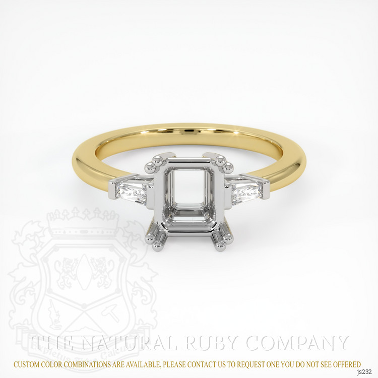 14K White & Yellow Three Stone Ring Setting