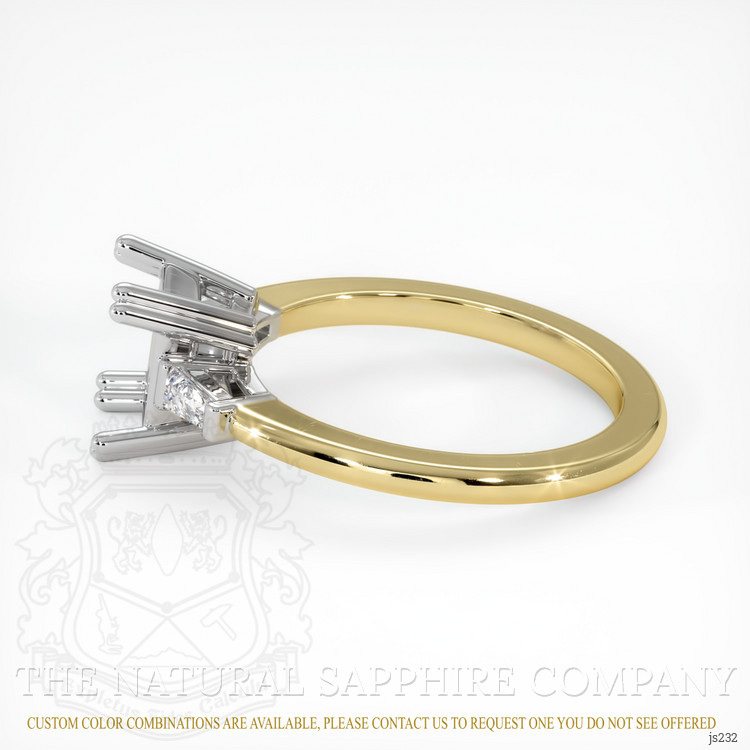14K White & Yellow Three Stone Ring Setting