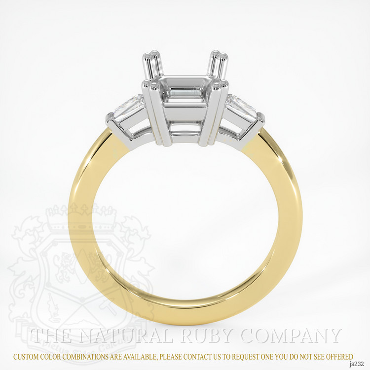 14K White & Yellow Three Stone Ring Setting