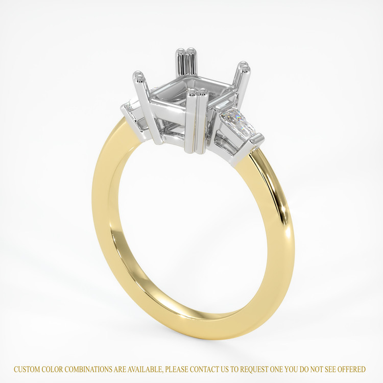 18K White & Yellow Three Stone Ring Setting