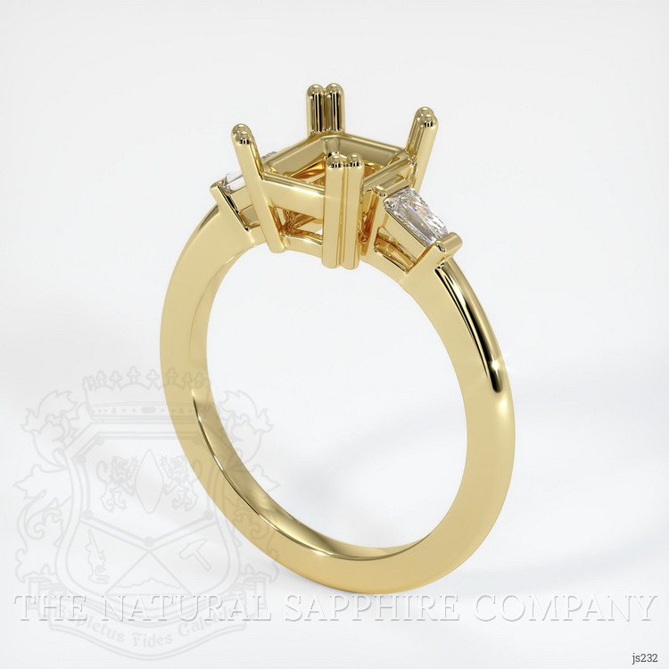 18K Yellow Gold Three Stone Ring Setting