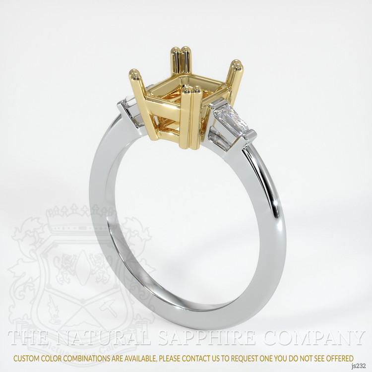 14K Yellow & White Three Stone Ring Setting