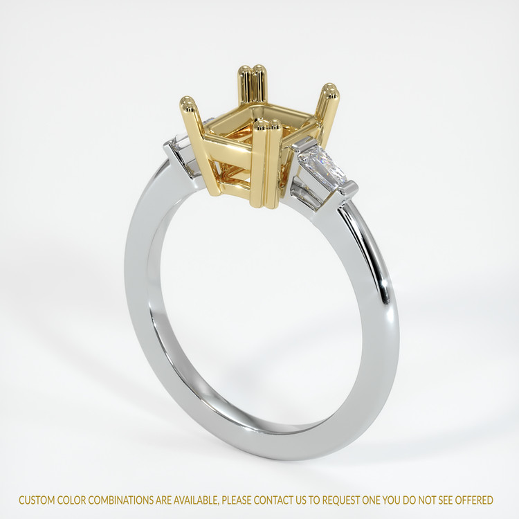 14K Yellow & White Three Stone Ring Setting