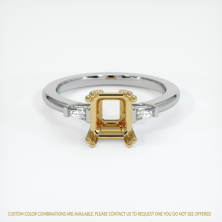 14K Yellow & White Three Stone Ring Setting