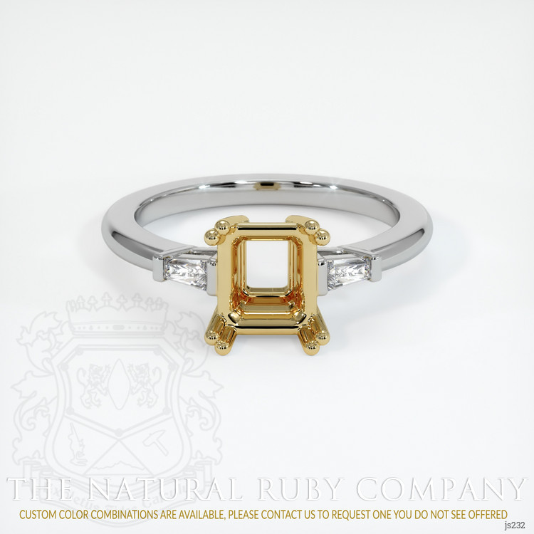 14K Yellow & White Three Stone Ring Setting