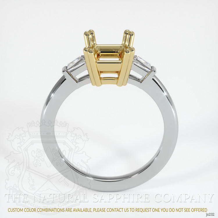 14K Yellow & White Three Stone Ring Setting
