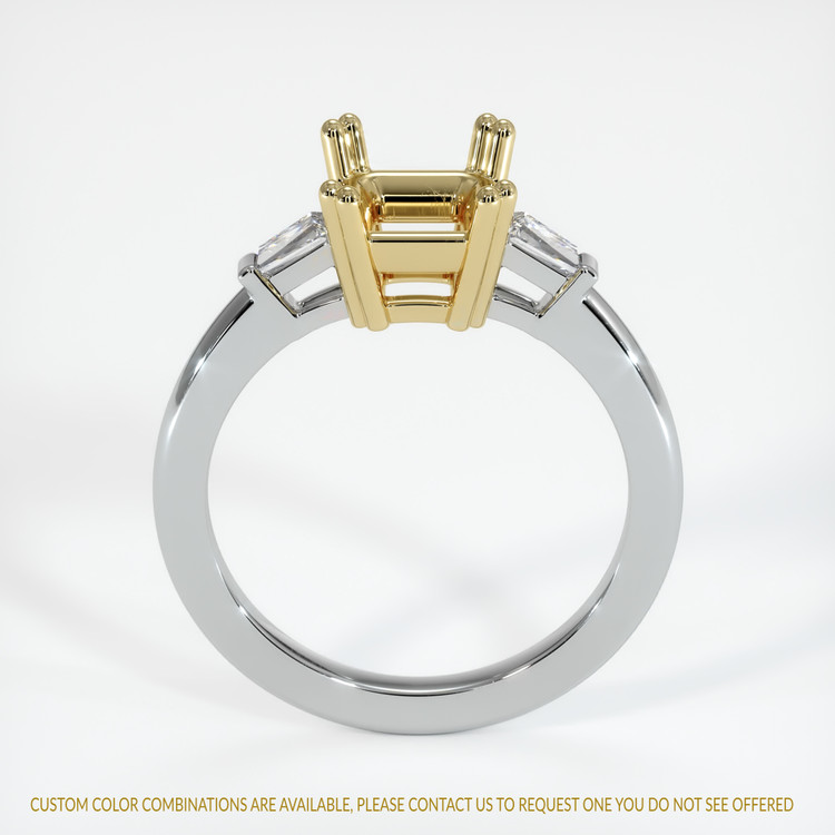 14K Yellow & White Three Stone Ring Setting