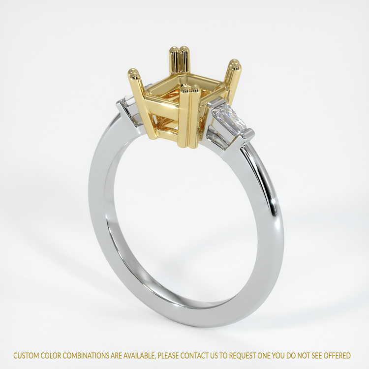 18K Yellow & White Three Stone Ring Setting