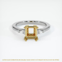 18K Yellow & White Three Stone Ring Setting Image