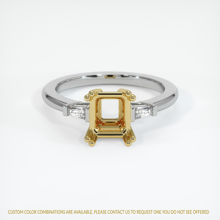 18K Yellow & White Three Stone Ring Setting