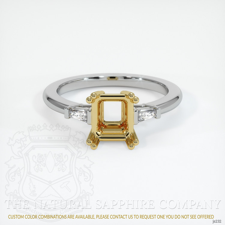 18K Yellow & White Three Stone Ring Setting