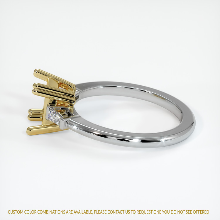 18K Yellow & White Three Stone Ring Setting