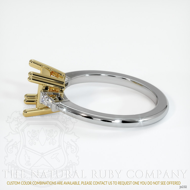 18K Yellow & White Three Stone Ring Setting