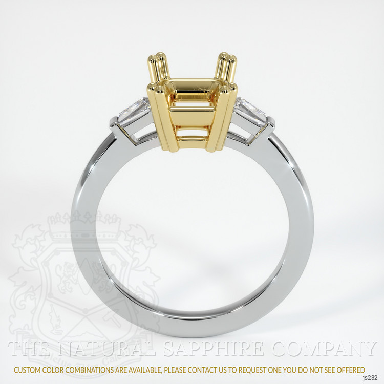 18K Yellow & White Three Stone Ring Setting