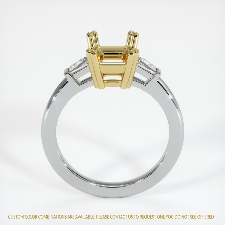 18K Yellow & White Three Stone Ring Setting