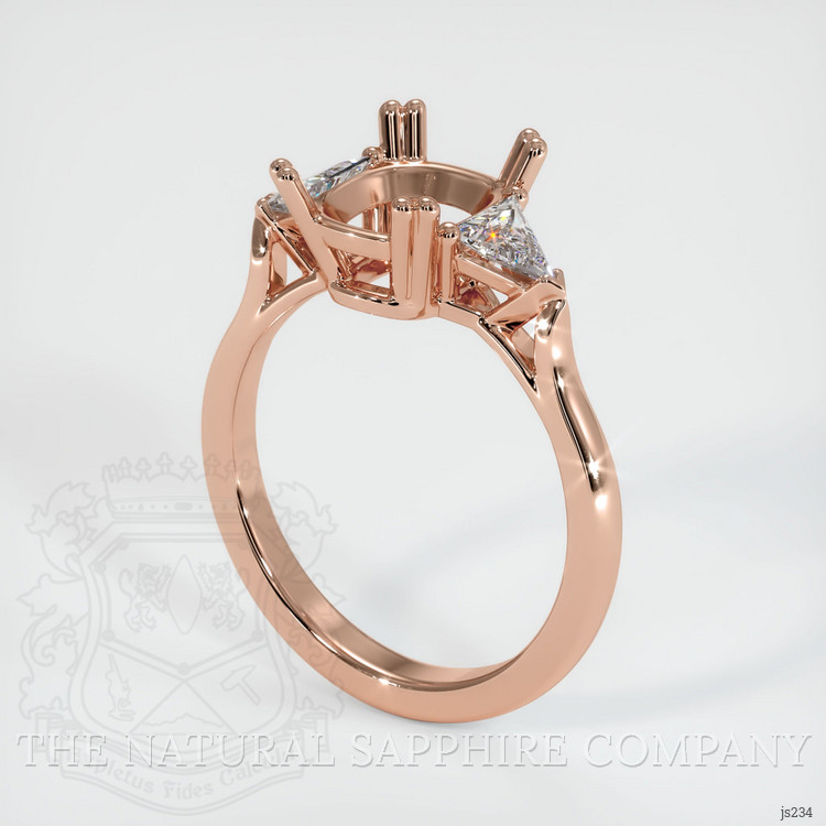 14K Rose Gold Three Stone Ring Setting