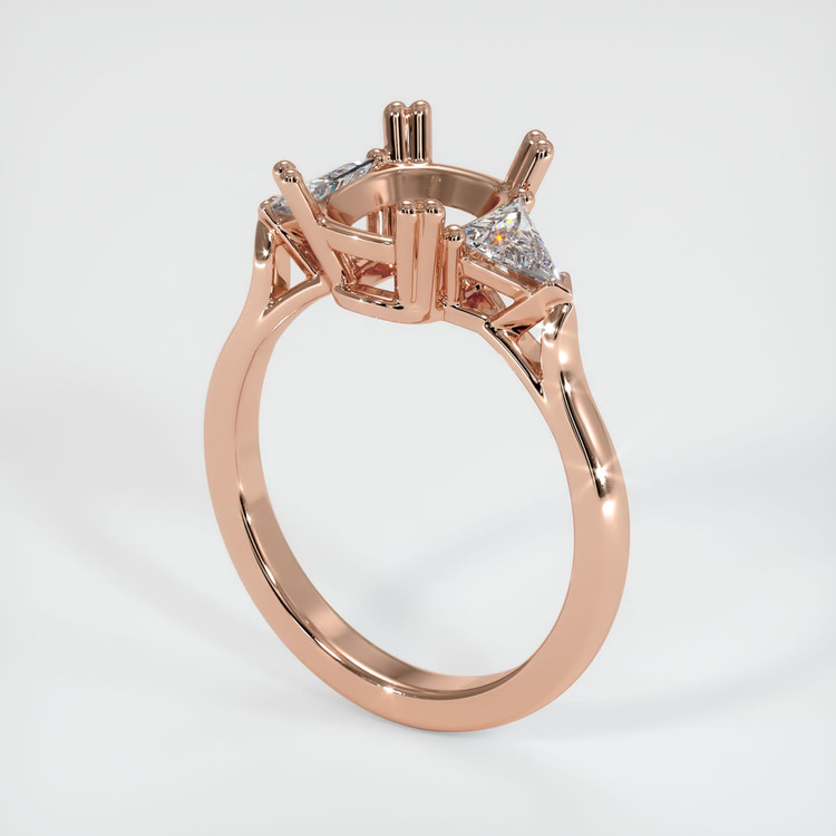 14K Rose Gold Three Stone Ring Setting