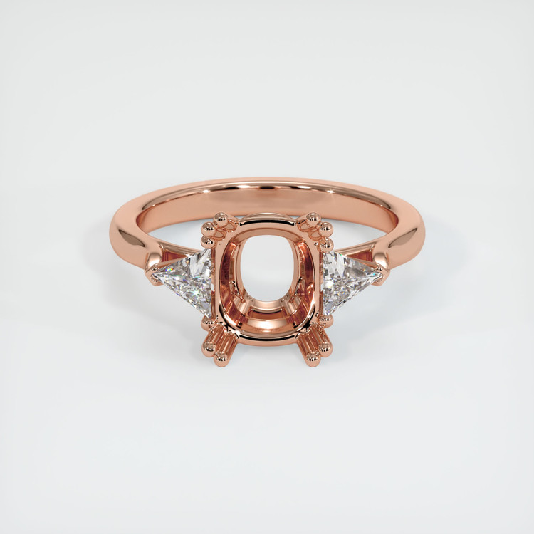 14K Rose Gold Three Stone Ring Setting