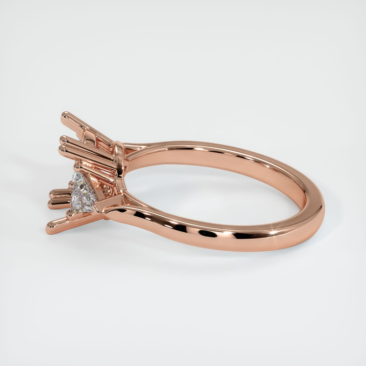 14K Rose Gold Three Stone Ring Setting