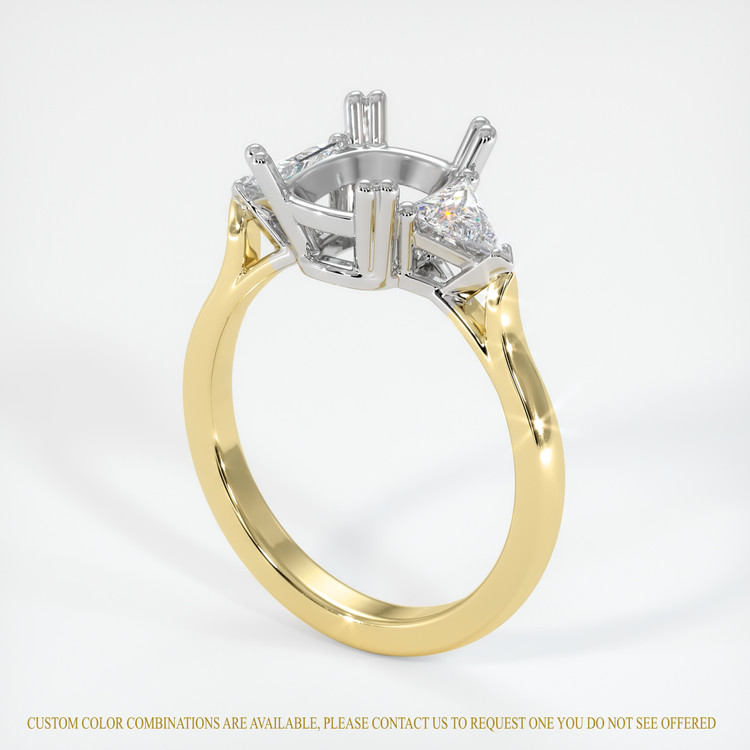 14K White & Yellow Three Stone Ring Setting