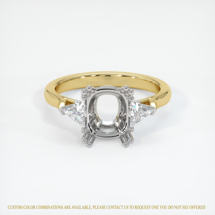 14K White & Yellow Three Stone Ring Setting