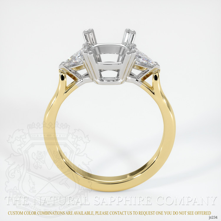 14K White & Yellow Three Stone Ring Setting