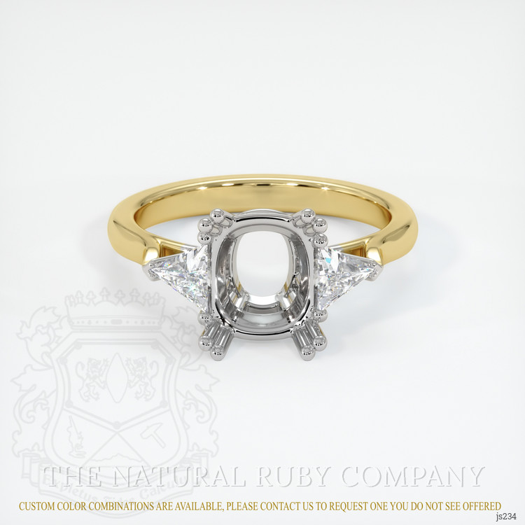 18K White & Yellow Three Stone Ring Setting