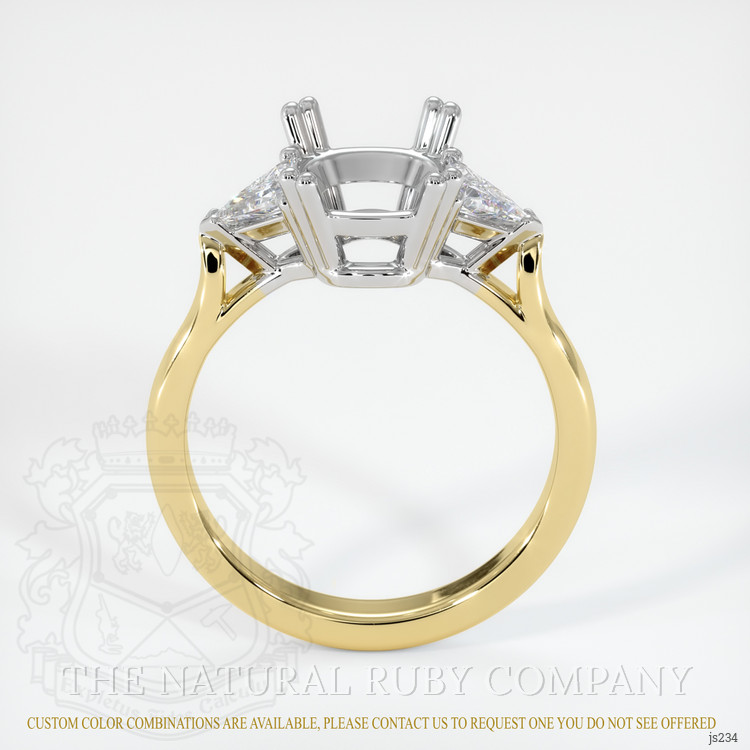 18K White & Yellow Three Stone Ring Setting