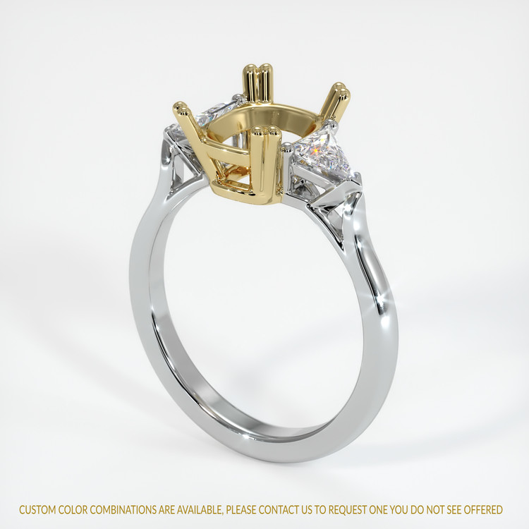 14K Yellow & White Three Stone Ring Setting