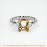 14K Yellow & White Three Stone Ring Setting Image