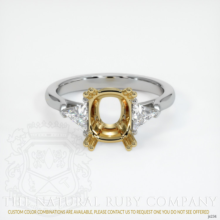 14K Yellow & White Three Stone Ring Setting