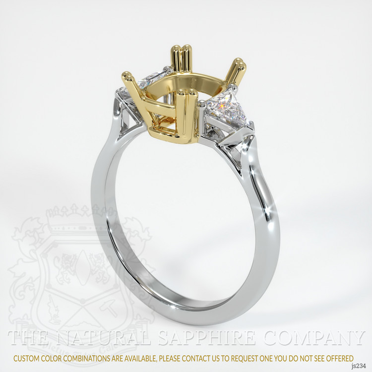 18K Yellow & White Three Stone Ring Setting