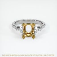 18K Yellow & White Three Stone Ring Setting Image