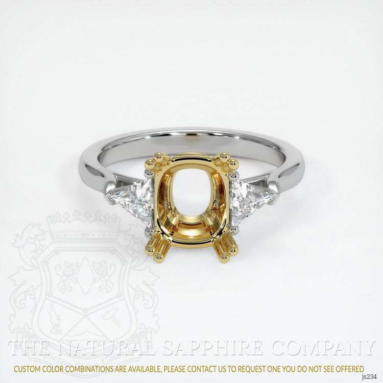 18K Yellow & White Three Stone Ring Setting