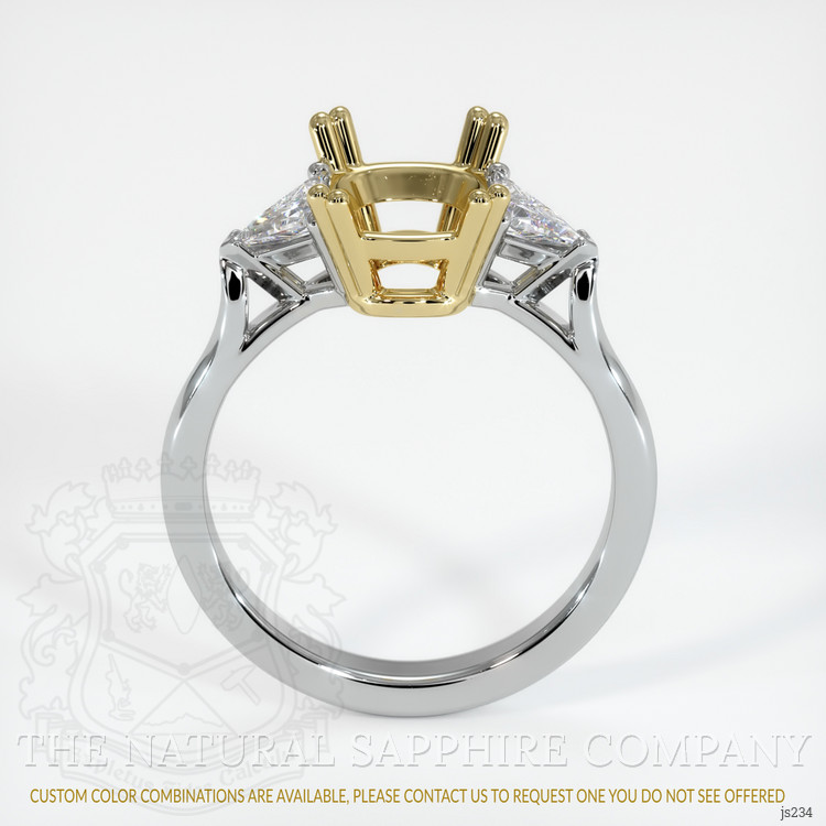 18K Yellow & White Three Stone Ring Setting