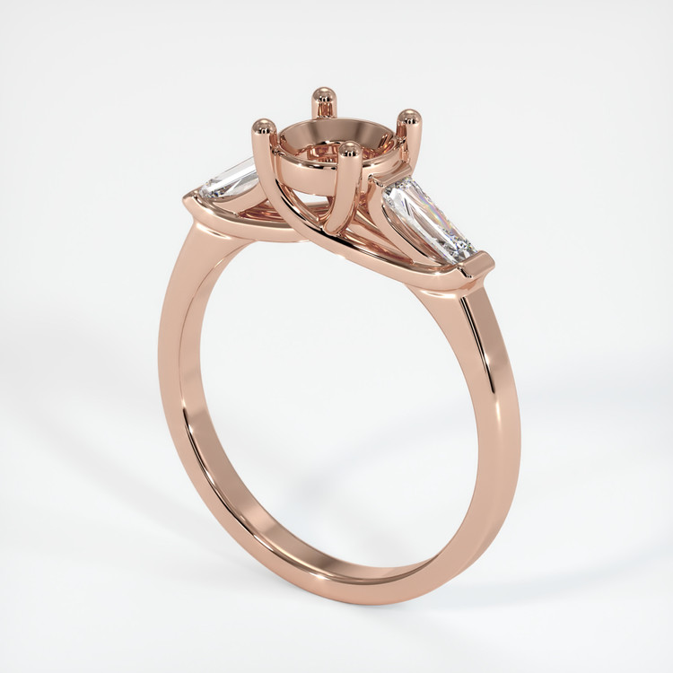 14K Rose Gold Three Stone Ring Setting