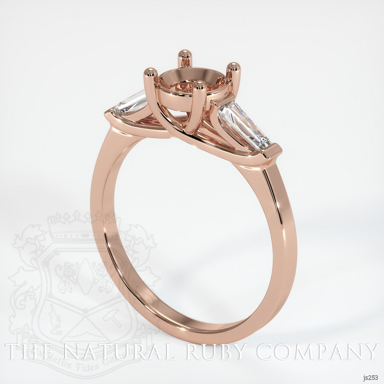 14K Rose Gold Three Stone Ring Setting