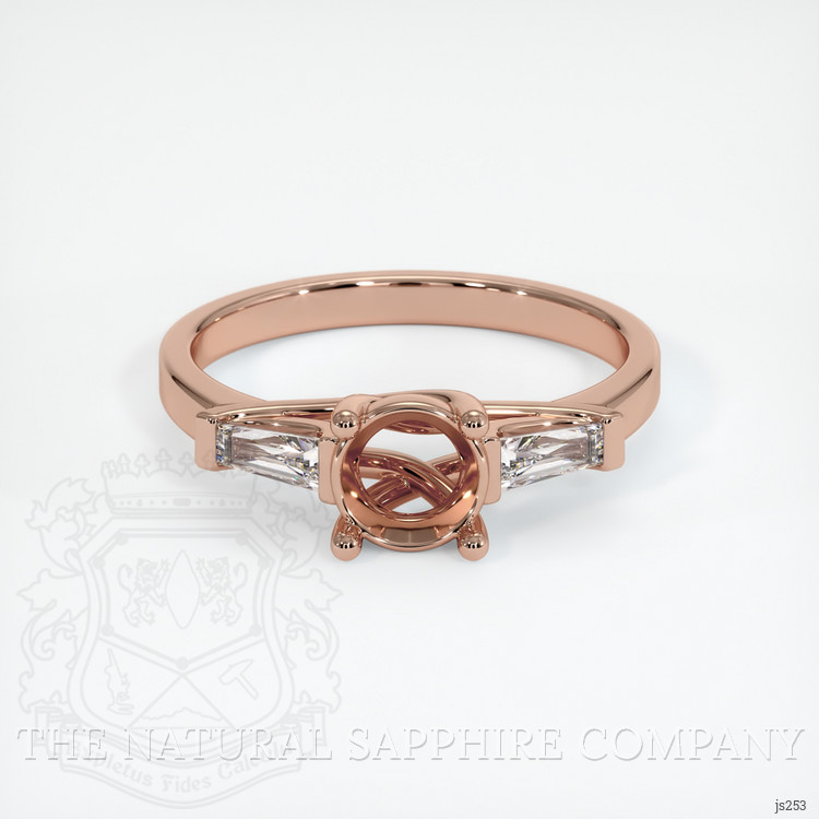 14K Rose Gold Three Stone Ring Setting