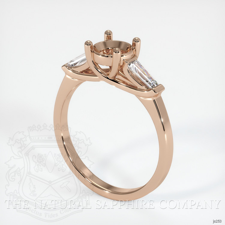 18K Rose Gold Three Stone Ring Setting